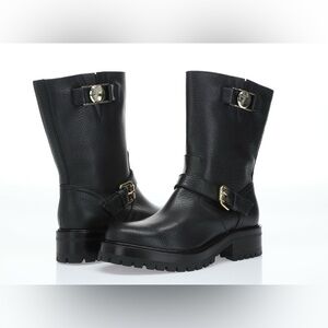 Versace Collection Black Moto Leather Boots Size 39